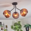 Koyoto ceiling light, globe light coppery, 3-light sources