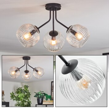Ripoll ceiling light, globe light clear, 3-light sources
