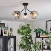 Ripoll ceiling light, globe light Amber, clear, Smoke-coloured, 3-light sources