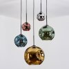Ripoll hanging light, globe light, Cluster pendant lamp blue, chrome, gold, green, coppery, Smoke-coloured, 5-light sources