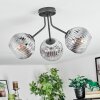 Ripoll ceiling light, globe light chrome, clear, Smoke-coloured, 3-light sources