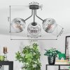 Ripoll ceiling light, globe light chrome, clear, Smoke-coloured, 3-light sources