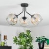 Ripoll ceiling light, globe light Amber, clear, 3-light sources