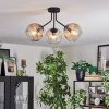 Ripoll ceiling light, globe light Amber, clear, 3-light sources