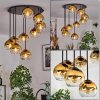 Koyoto ceiling light, globe light gold, clear, 9-light sources