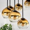 Koyoto ceiling light, globe light gold, clear, 9-light sources