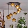 Koyoto ceiling light, globe light gold, clear, 9-light sources