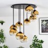 Koyoto ceiling light, globe light gold, clear, 9-light sources