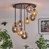 Gastor ceiling light, globe light Amber, Smoke-coloured, 9-light sources