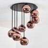 Koyoto ceiling light, globe light coppery, 9-light sources