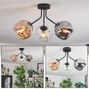 Ripoll ceiling light, globe light Amber, clear, Smoke-coloured, 3-light sources
