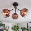 Koyoto ceiling light, globe light clear, coppery, 3-light sources