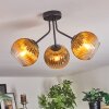 Koyoto ceiling light, globe light gold, clear, 3-light sources