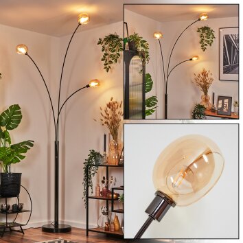 Nikkala floor lamp chrome, black, 3-light sources