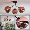 Ripoll ceiling light, globe light coppery, 3-light sources