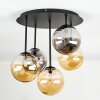 Chehalis ceiling light, globe light Amber, Smoke-coloured, 5-light sources