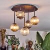 Chehalis ceiling light, globe light Amber, clear, Smoke-coloured, 5-light sources