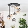 Gastor ceiling light, globe light Amber, clear, Smoke-coloured, 9-light sources