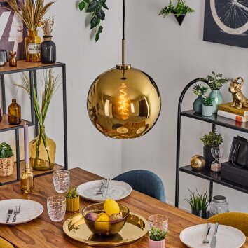 Koyoto hanging light, globe light, pendant light gold, black, 1-light source