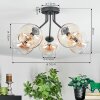 Koyoto ceiling light, globe light 52 cm Amber, clear, 5-light sources