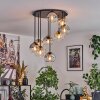 Koyoto ceiling light, globe light Amber, clear, Smoke-coloured, 9-light sources