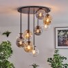 Gastor ceiling light, globe light Amber, clear, Smoke-coloured, 9-light sources