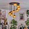 Koyoto ceiling light, globe light 57 cm gold, clear, 9-light sources