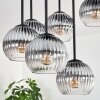 Koyoto ceiling light, globe light 57 cm clear, Smoke-coloured, 9-light sources