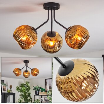 Ripoll ceiling light, globe light gold, 3-light sources