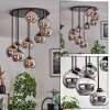 Koyoto ceiling light, globe light chrome, Smoke-coloured, 9-light sources