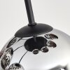 Koyoto ceiling light, globe light chrome, Smoke-coloured, 9-light sources