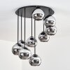 Koyoto ceiling light, globe light chrome, Smoke-coloured, 9-light sources