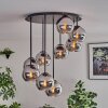 Koyoto ceiling light, globe light chrome, Smoke-coloured, 9-light sources