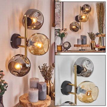 Ripoll globe light, wall light gold, black, 3-light sources