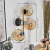 Gastor globe light, wall light gold, black, 3-light sources