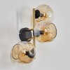 Gastor globe light, wall light gold, black, 3-light sources