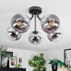 Gastor ceiling light, globe light 52 cm chrome, clear, Smoke-coloured, 5-light sources