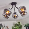 Gastor ceiling light, globe light 52 cm chrome, clear, Smoke-coloured, 5-light sources