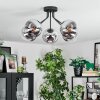 Gastor ceiling light, globe light 52 cm chrome, clear, Smoke-coloured, 5-light sources