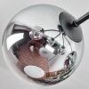 Gastor ceiling light, globe light 52 cm chrome, clear, Smoke-coloured, 5-light sources