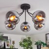 Gastor ceiling light, globe light 52 cm chrome, clear, Smoke-coloured, 5-light sources