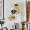 Gastor globe light, wall light gold, black, 3-light sources