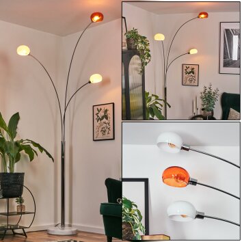 Nikkala floor lamp chrome, white, 3-light sources
