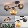 Chehalis ceiling light, globe light Amber, chrome, Smoke-coloured, 3-light sources
