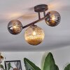 Chehalis ceiling light, globe light Amber, chrome, Smoke-coloured, 3-light sources