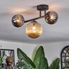 Chehalis ceiling light, globe light Amber, chrome, Smoke-coloured, 3-light sources