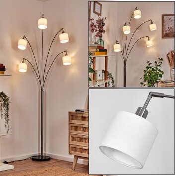 Bassagoda floor lamp matt nickel, black, 5-light sources