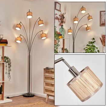 Bongal floor lamp matt nickel, black, 5-light sources
