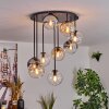 Gastor ceiling light, globe light 57 cm Amber, clear, Smoke-coloured, 9-light sources