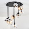 Gastor ceiling light, globe light 57 cm Amber, clear, Smoke-coloured, 9-light sources